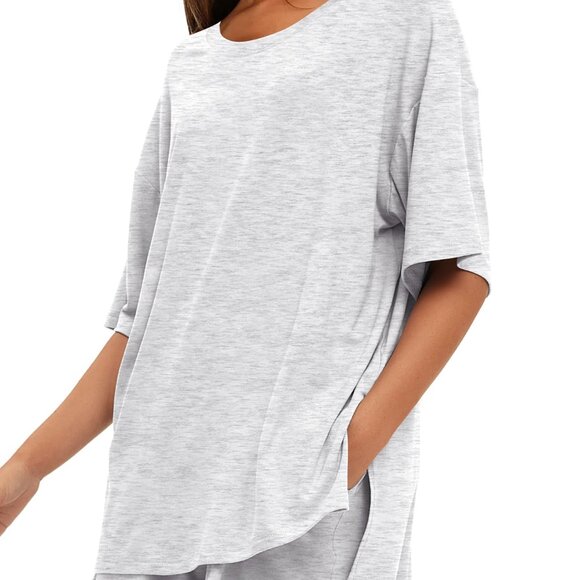 Oversized Lounge Set Short Sleeve Tee & Drawstring Shorts Comfywear